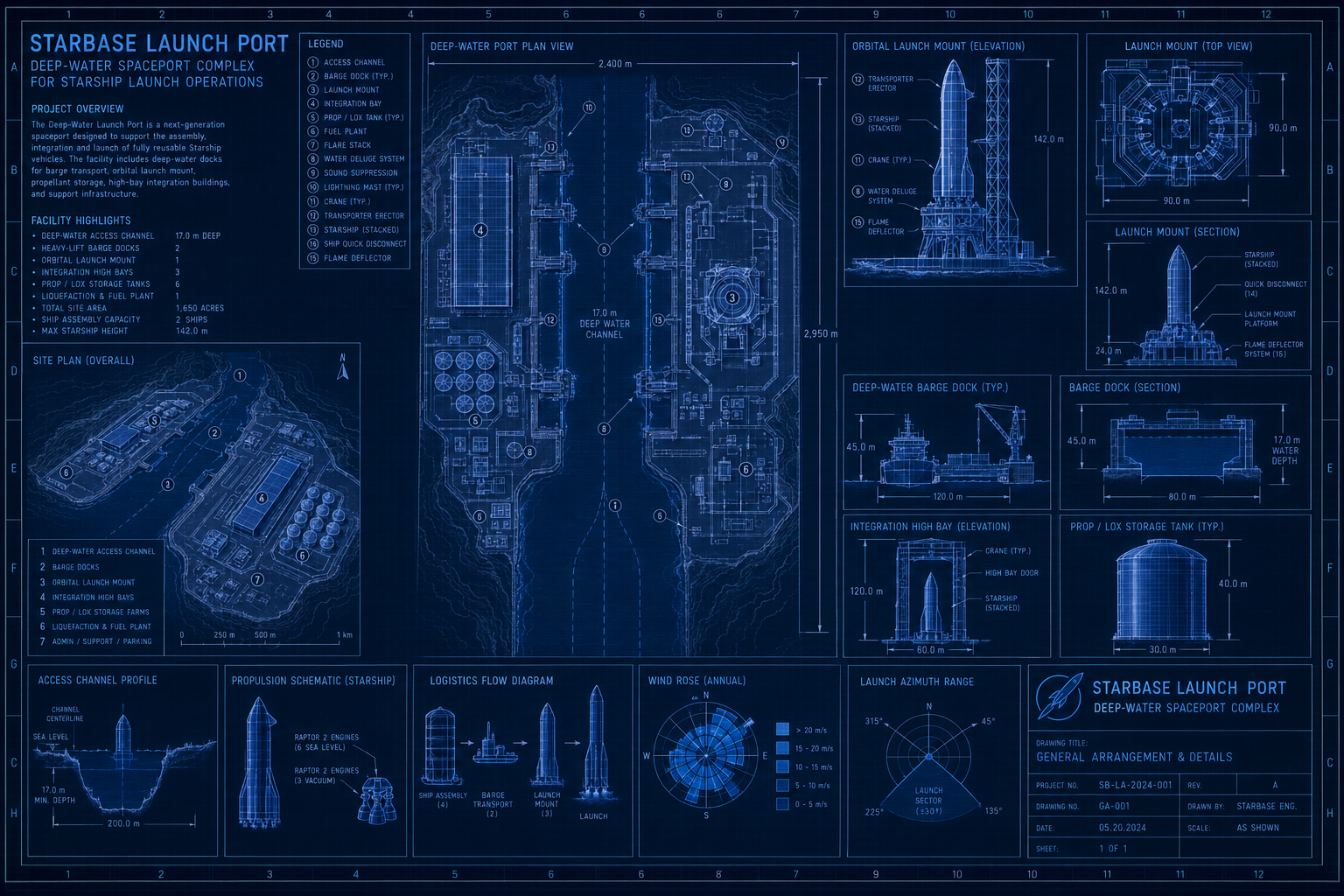 Deep-water port and cryogenic marine terminal schedule blueprint, Gulf Coast launch site