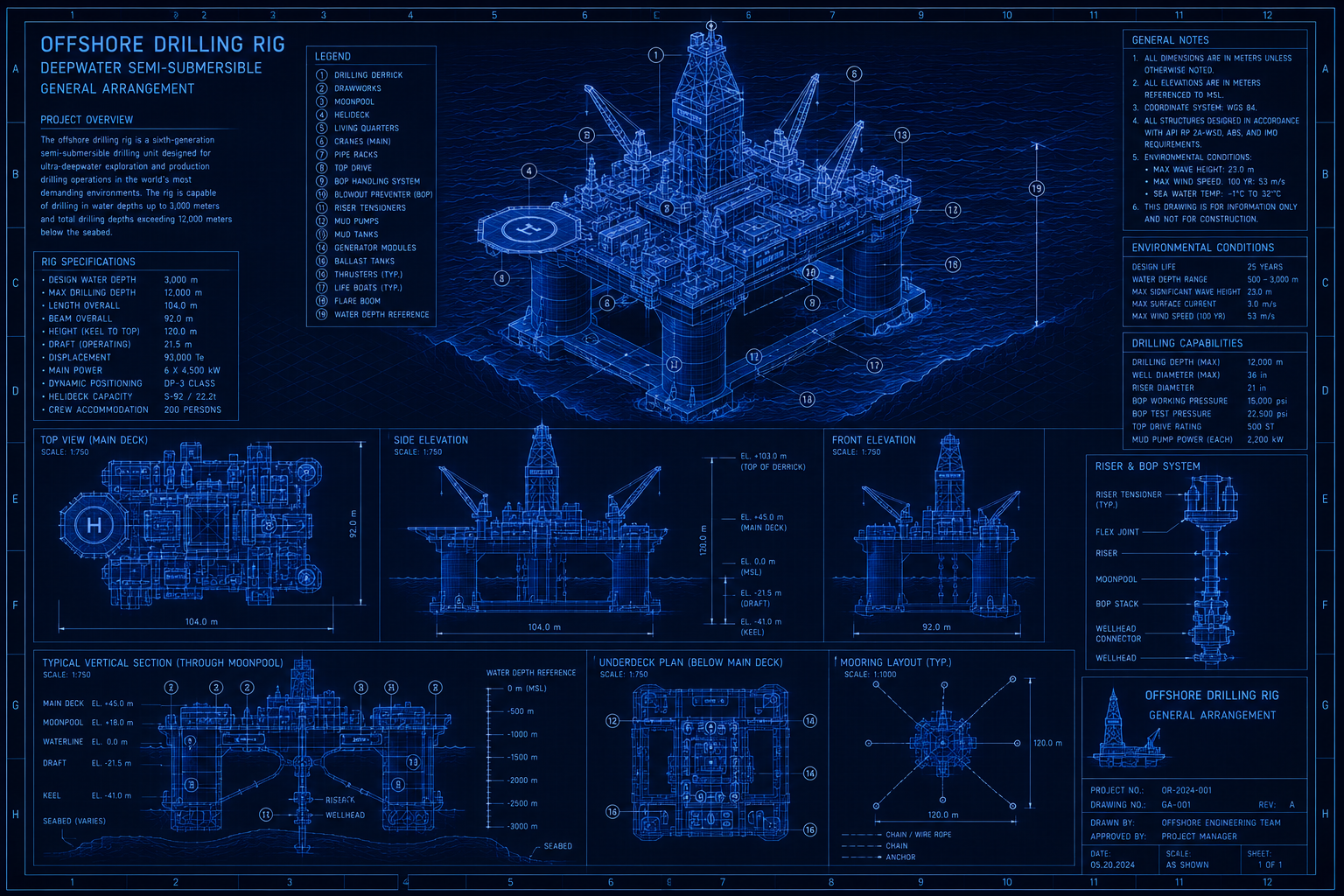 Deepwater offshore drilling rig campaign AI-built schedule blueprint