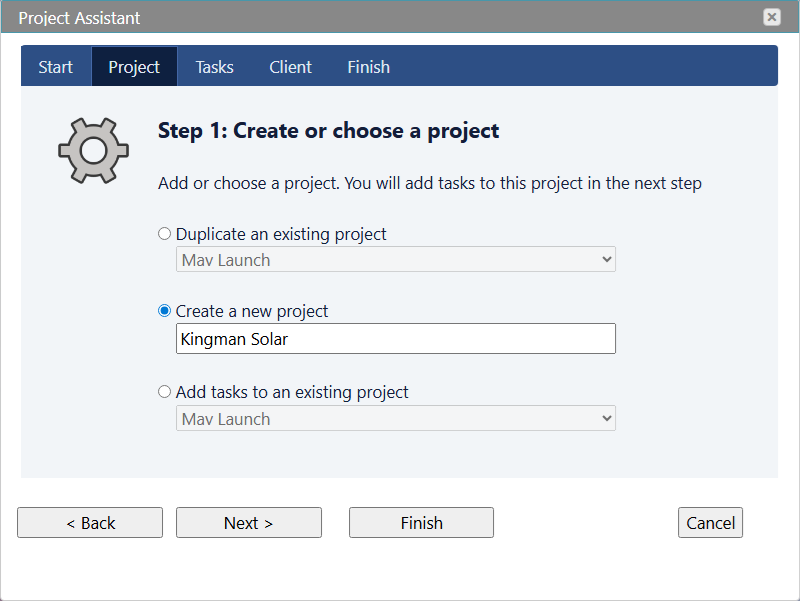 Project Assistant — create a new project